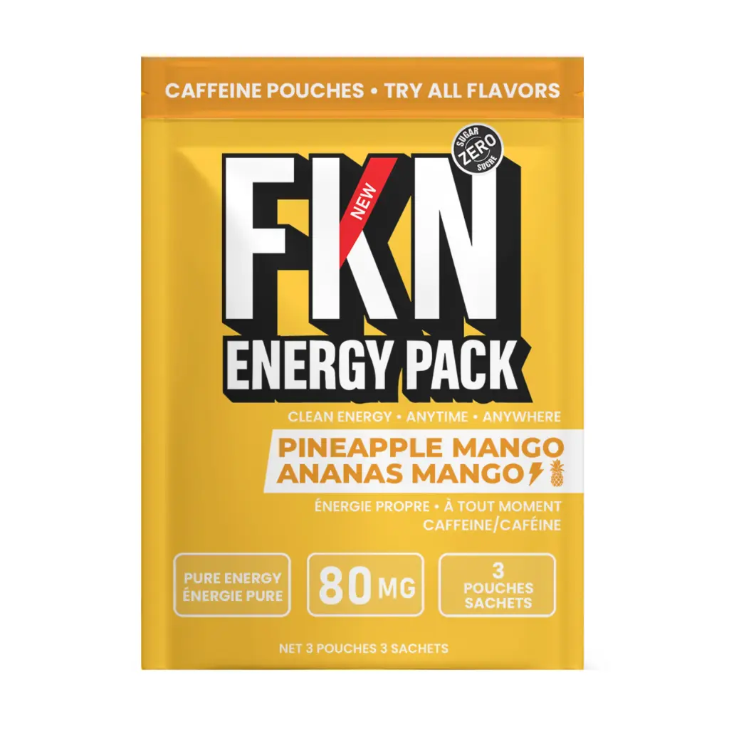 FKN Caffeine Pouches-Pocket 3 Pack (Pineapple Mango) 80MG (Case of 20)