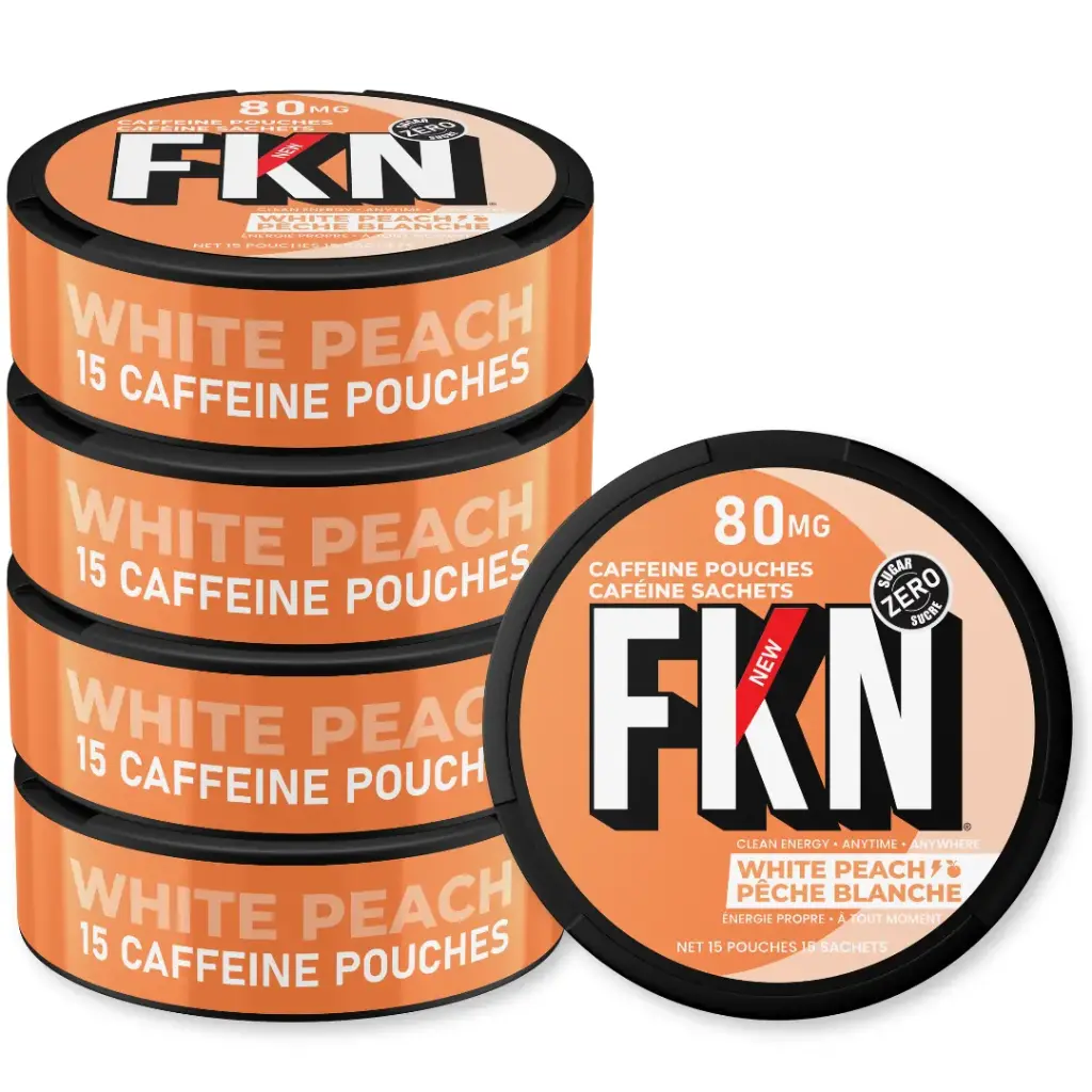 FKN Caffeine Pouches (White Peach) 80MG (Sleeve of 10)