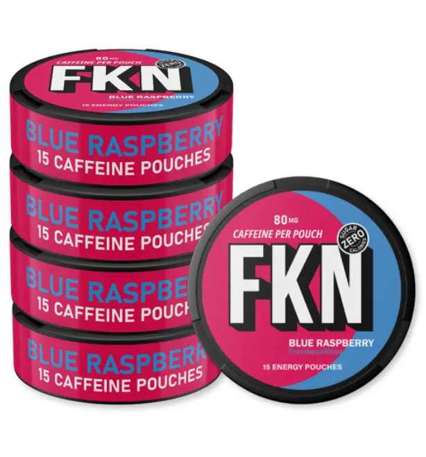 FKN Caffeine Pouches (Blue Raspberry) 80MG (Sleeve of 10)