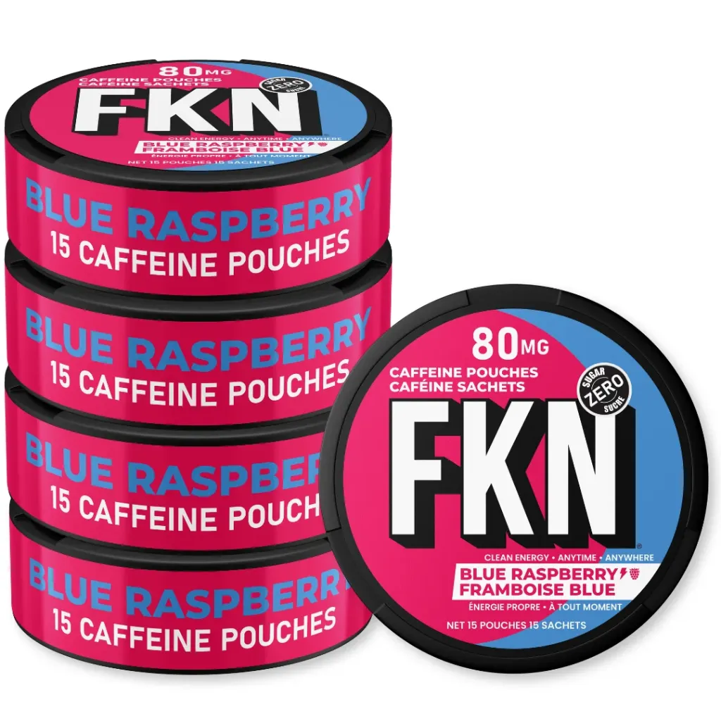FKN Caffeine Pouches (Blue Raspberry) 80MG (Sleeve of 10)